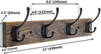 IBosins Wall Mounted Coat Rack, 2 Pack Vintage Wood with 8 Black Hooks - Image 3