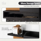 Key Holder for Wall Mount with Mail Organizer, Farmhouse Key Holder for Wall with Shelf, Chalkboard&Corkboard, Entryway Organizer 11 Metal Hooks, Decorative Natural Pine Wood, 14.6*11.1*3.3”, A-Black - Image 2