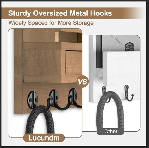 Key Holder Wall Mount, Mail Holder with Storage Drawer - Image 5