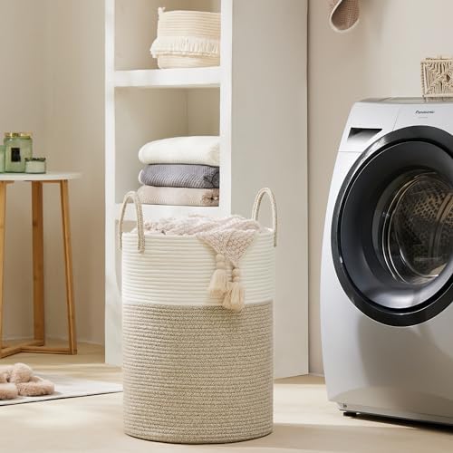 YOUDENOVA Cotton Laundry Hamper, 100L Storage Basket-Brown - Image 6