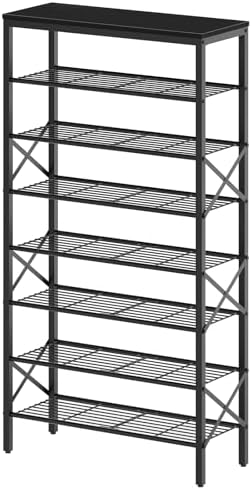 YATINEY 8 Tier Shoe Rack, Large Capacity Shoe Storage Organizer Holds 32 Pairs, Sturdy and Stable, for Entryway, Hallway, Closet, Dorm Room, Black SS08BB by Yatiney