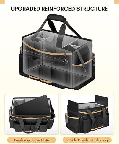 Ytonet Cleaning Caddy Bag, Extra Large Cleaning Supplies Organizer, Black - Image 3