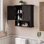 Smuxee Brown Bathroom Cabinet Wall Mounted, Small Medicine Cabinet with 2 Door Adjustable Shelves, Wall Cabinet Over Toilet for Laundry Room Kitchen - Image 2