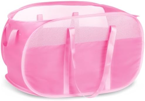 100L Collapsible Laundry Baskets, Tear Proof Pop Up Laundry Hamper with Dual Handles, Large Foldable Laundry Basket, Easy to Carry Laundry Hamper for Home, Laundry Room, Bedroom, Dorm, Travel Pink by BATTOO