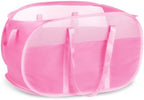 100L Collapsible Laundry Baskets, Tear Proof Pop Up Laundry Hamper with Dual Handles, Large Foldable Laundry Basket, Easy to Carry Laundry Hamper for Home, Laundry Room, Bedroom, Dorm, Travel Pink by BATTOO