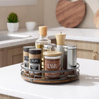 LAMU 2 Pack 9'' 10'' Lazy Susan Turntable Organizer for Cabinet, Round Wood Lazy Susan for Table Top, Countertop, Pantry, Spice, Bathroom Vanity, Coffee, Decor - Image 7