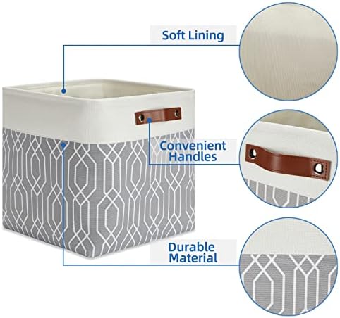 Temary Collapsible Baskets 13 Inch Storage Cubes for Organizing, Storage Baskets for Shelves, 4 Pack Fabric Storage Cubes Bins for Towels, Blankets (Grey Polygon) - Image 3