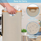 efluky Slim Laundry Hamper with Wheels, Narrow Laundry Basket with Lid and Removable Bag, Aesthetic Dirty Clothes Hamper on Wheels for Laundry Room, Bedroom, Dorm and Bathroom, 75L Beige - Image 3