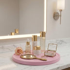 Lazy Susan Turntable Organizer, 10" Acacia Wood Decorative Tray, Pink - Image 4