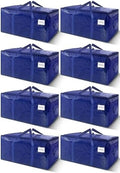 8 Pack Extra Heavy Duty Large Moving Bags with Strong Zipper & Carrying Handles, Sturdy Clothes Storage Bag Totes Bins, Packing Bags Moving Boxes College Moving Supplies, Dark Blue - 33 gal by WTREE