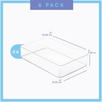 primebox Plastic Clear Drawer Organizers. Bathroom. Kitchen, Bedroom, Utensils, Office Organizer Bins, Storage Trays. Stackable. 9" x 6" x 2" Set of 6 - Image 4