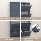 GREATMEET Slim Wall Mounted Metal Storage Cabinet with 4 Flip Drawers - Image 5