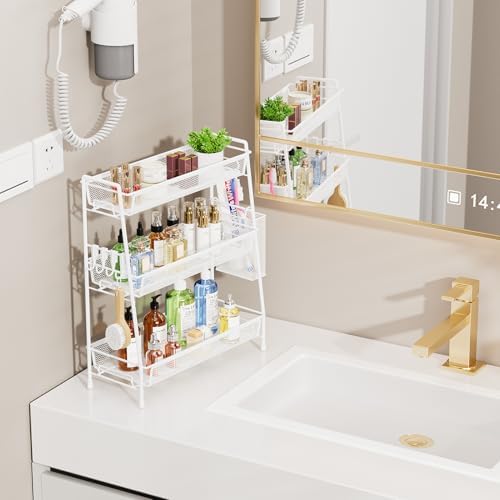 VITVITI 3 Tier Bathroom Organizer Countertop, Counter Storage Shelf, White - Image 3