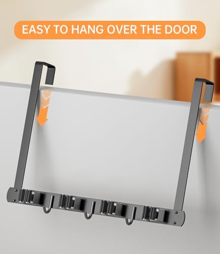 Broom Holder Over The Door with Hooks -304 Stainless Steel (Black) - Image 6