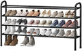 STO STO Long Expandable Shoe Rack 4-Tier, Adjustable Length 33.7”–47.5” Shoe Organizer, Metal Shoes Storage Shelf, Holds Up to 30 Pairs, Non-Slip Feet, for Closet, Entryway, Hallway, Front Door, Black by STOSTO