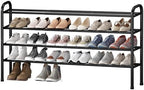 STO STO Long Expandable Shoe Rack 4-Tier, Adjustable Length 33.7”–47.5” Shoe Organizer, Metal Shoes Storage Shelf, Holds Up to 30 Pairs, Non-Slip Feet, for Closet, Entryway, Hallway, Front Door, Black by STOSTO