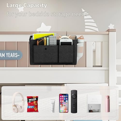 Bedside Caddy Bedside Storage Hanging Organizer for Bunk Dorm Bed Rail - Image 5