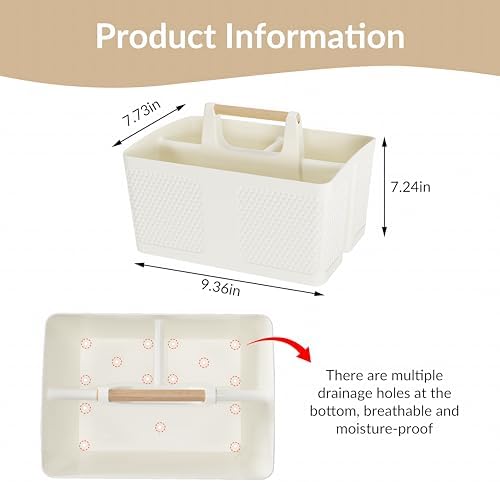 Shower Caddy Portable and Cleaning Caddy Organizer for Bathroom, Kitchen,Toiletries Storage, Caddy organizer with handle, Rust-Resistant, Durable Material(Milky White, 9.36"L×7.73"W×7.24"H) - Image 3