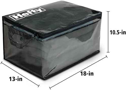 Hefty Large Flexible Tote with Breathable Mesh, Double Zipper, 2 Handles – Ideal for Moving or Clothes & Apparel Storage, Alternative to Plastic Bin, Organizer or Container – 2 Pack - Image 5
