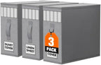 WOWBOX Sheet Organizers and Storage,Closet Bed Sheet Organizer Under Bed Storage and Organization with Label Cards & Clear Window for Bedding Sheets,Duvet Covers,Blankets (3 Pack，Gray) by WOWBOX