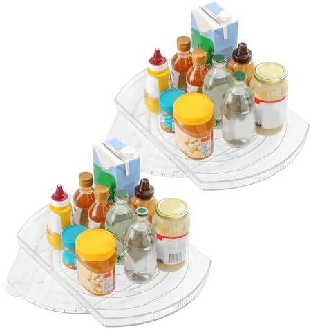 ROWNYEON Lazy Susan Turntable Organizer for Large Refrigerator, 360° Rotate Fridge Organizers and Storage, 16.54 Inches Rectangle Lazy Susan Organizer for Fridge, Cabinet, Pantry,2 - Image 7