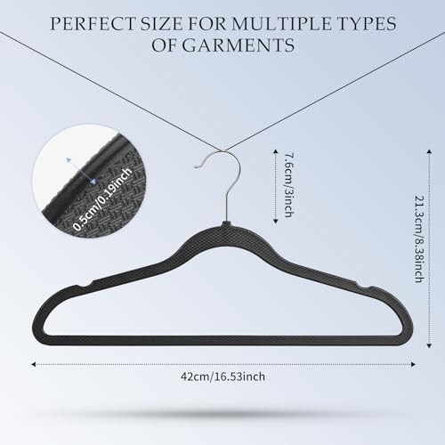 Plastic Coat Hangers 50-Pack,Non-Slip, Space Saving Closet Hangers for Dorm & Apartment - 360° Rotating, Heavy Duty, Durable (Black) | Plastic construction, Non-slip grip, 360° swivel hooks, Slim space-saving profile for suits and coats - Image 4