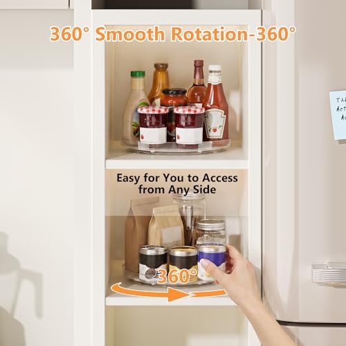 2 Pack Lazy Susan Turntable Organizer with Non-Slip Mat, 9 Inch, Clear - Image 2