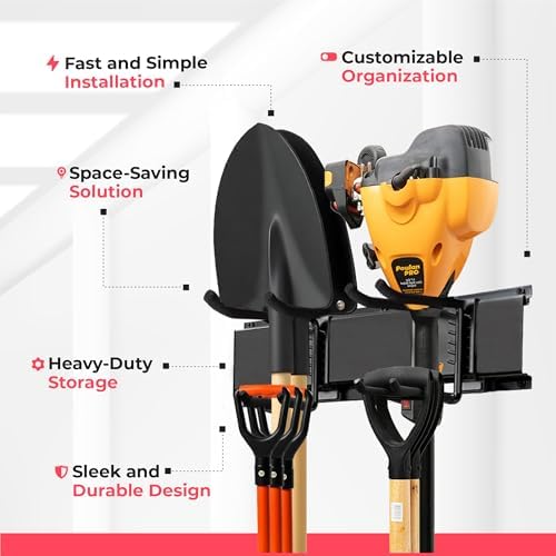 TIDYME Garage Wall Organizer, Shovel Holder Wall Mount, 80" Double Hooks - Image 5