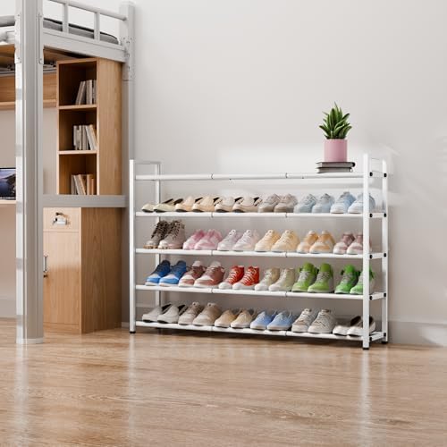 Bumusty 5 Tier Long Expandable Shoe Rack for Closet, White - Image 7