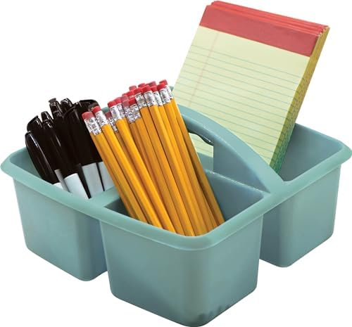 Teacher Created Resources Calming Blue Portable Plastic Storage Caddy 6-Pack for Classrooms, Kids Room, and Office Organization, 3 Compartments - Image 2