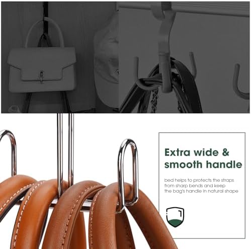 Purse Hanger 2 Pack,Purse Organizer for Closet,Rotatable Metal Bag Organizer,Purse Holder for Handbags,Belts,Scarves,Tote,Baseball Hats,Backpacks(Silver) - Image 2