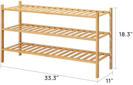 viewcare 3-Tier Long Shoe Rack, Bamboo Wood Shoe Rack for Closet, Entryway & Hallway, Stackable | Beautiful | Functional | Sturdy - Image 3