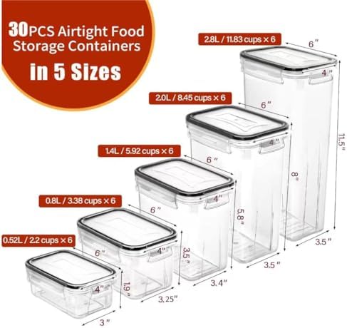 PRAKI 30 Pack Airtight Food Storage Containers for Organizers and Storage - Image 2
