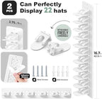2 Pack Hat Organizer for Baseball Caps, Detachable DIY Hat Rack for Wall Hat Holder Hold up to 22 Hats, Baseball Cap Organizer Cap Holder Hat Hangers for Wall Closet Door Bedroom (C-White) - Image 2