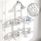 Aluminum Shower Caddy Hanging for Handheld Showerheads, Never Rust Shower Organizer with Hooks Holder Toothbrush Holder，Over Showerhead Caddy for Bathroom - Image 2