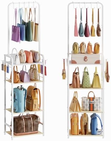 5-Tier Large Purse Organizer for Closet with 5 Purse Hanger,6 Side Hooks by Hayexiha