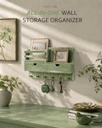 Rebee Vision Key Holder Wall Mount with 2 Drawers for Home Decor, Green - Image 4