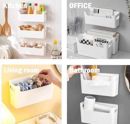 2 Pack Cabinet Organizer Storage, Adhesive Over Cabinet Door Organizer, No Drilling Space Saver Plastic Storage Containers Multi-Use for Kitchen Bathroom Office Bedroom, Translucent - Image 4