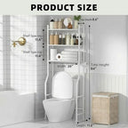 GloTika 3-Tier Over Toilet Storage, Anti-Tilt, 64" H, White - Image 2