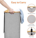 Lifewit 80L Large Laundry Basket with Lid, Removable Bags, Light Gray - Image 6