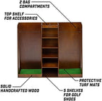 GoSports Premium Wooden Golf Bag Organizer and Storage Rack - Black, White or Brown Finish - Holds 2 Golf Bags - Image 3