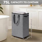 Goodpick 75L Laundry Basket with Wheels & Removable Wash Bag for Dorm - Image 2