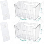 Sinnsally 2 Pack Cabinet Door Organizer,Self Adhesive Lid Organizer Inside Cabinet Storage Boxes,Stackable Hanging Basket Bins Wall Mounted Shower Caddy Holder for Kitchen,Bathroom,Pantry(Clear White) - Image 2