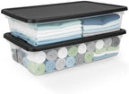 HOMZ 2-Pack Snaplock, Large Clear Plastic Storage Organizer Bins w/Lids, 41 Quart, Gray - Stackable Container Boxes for Bedroom, Bathroom, Garage, and Office Organization by Homz