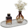 YKAJO Carrara White Gray Oval Marble Tray, 11.8x5.9 Perfume Organizer Dish by YKAJO