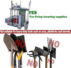 Broom and Mop Organizer for Cleaning Cart Wall Hanging Broom Holder with Hooks Tool Holder for Garage Garden Tool Rack Mop Holder Wall Mount Broom Hanger for Home Kitchen Bathroom - Image 5