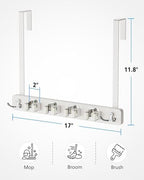 BS-VOG Over the Door Broom and Mop Holder, Broom Hanger, 4 Slots & 4 Hooks - Image 6