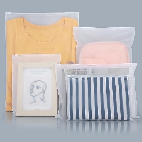Plastic Shipping Bags, 5 Sizes 12x16" 10x13" 8x10" 12x8" 10x7" Pack of 100, Durable Resealable Zip Poly Bags 3 Mil Thick for Business Packing Mailing Travel, Frosted, with Vent Hole by Svaldo