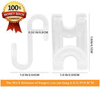Clothes Hanger Connector Hooks, Outfit Hangers, Hanger Extender Clips, Cascading Hanger Hooks, Velvet Huggable Hangers Accessory, Heavy Duty Space Saving for Closet 60 Pcs (Clear) - Image 2