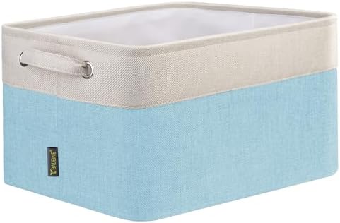 BALEINE 1 Pack Fabric Closet Storage Bins for Shelves, Linen Closet Organizers and Storage, Decorative Baskets for Organizing, Shelf, Clothes, Home, Office (Skyblue, 15''x11''x9.5'') by BALEINE